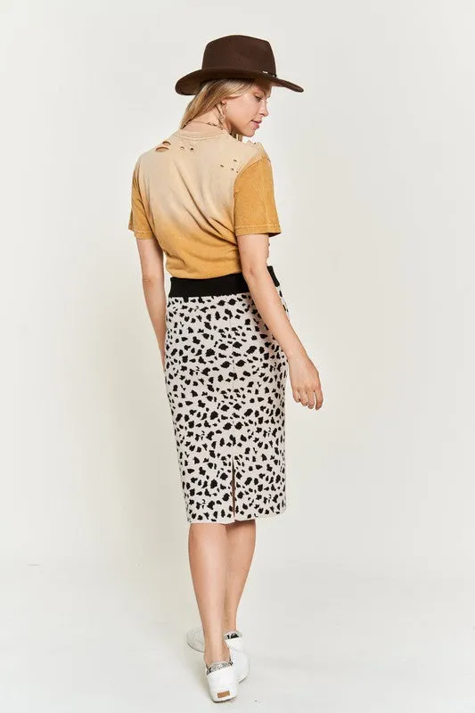 Animal Print Sweater Skirts Krs5026-2p