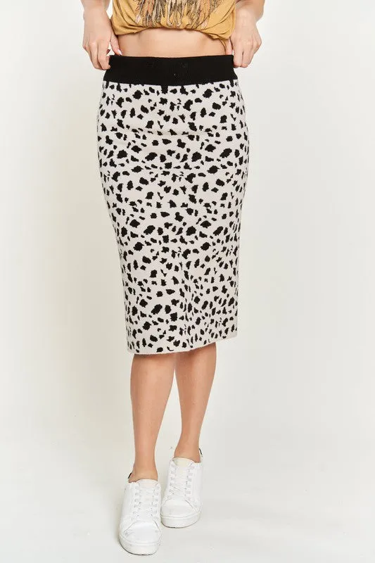 Animal Print Sweater Skirts Krs5026-2p