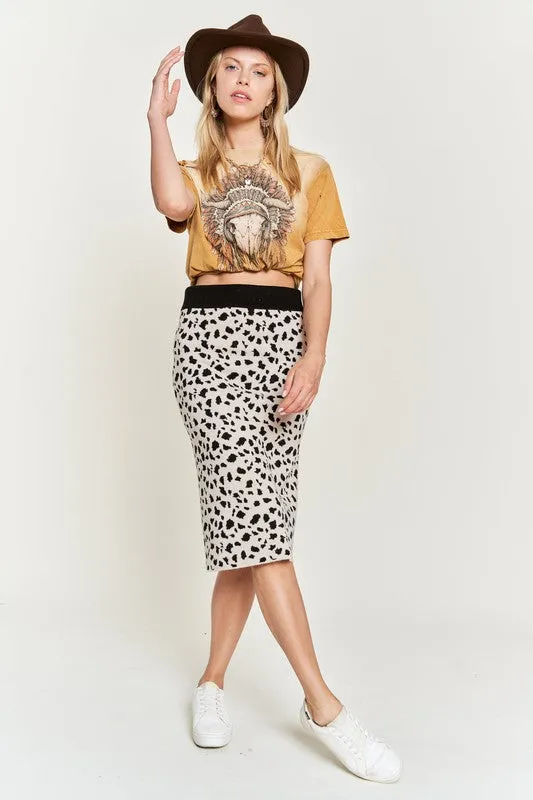 Animal Print Sweater Skirts Krs5026-2p