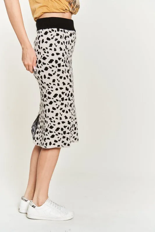 Animal Print Sweater Skirts Krs5026-2p