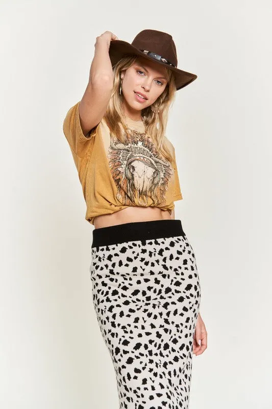 Animal Print Sweater Skirts Krs5026-2p