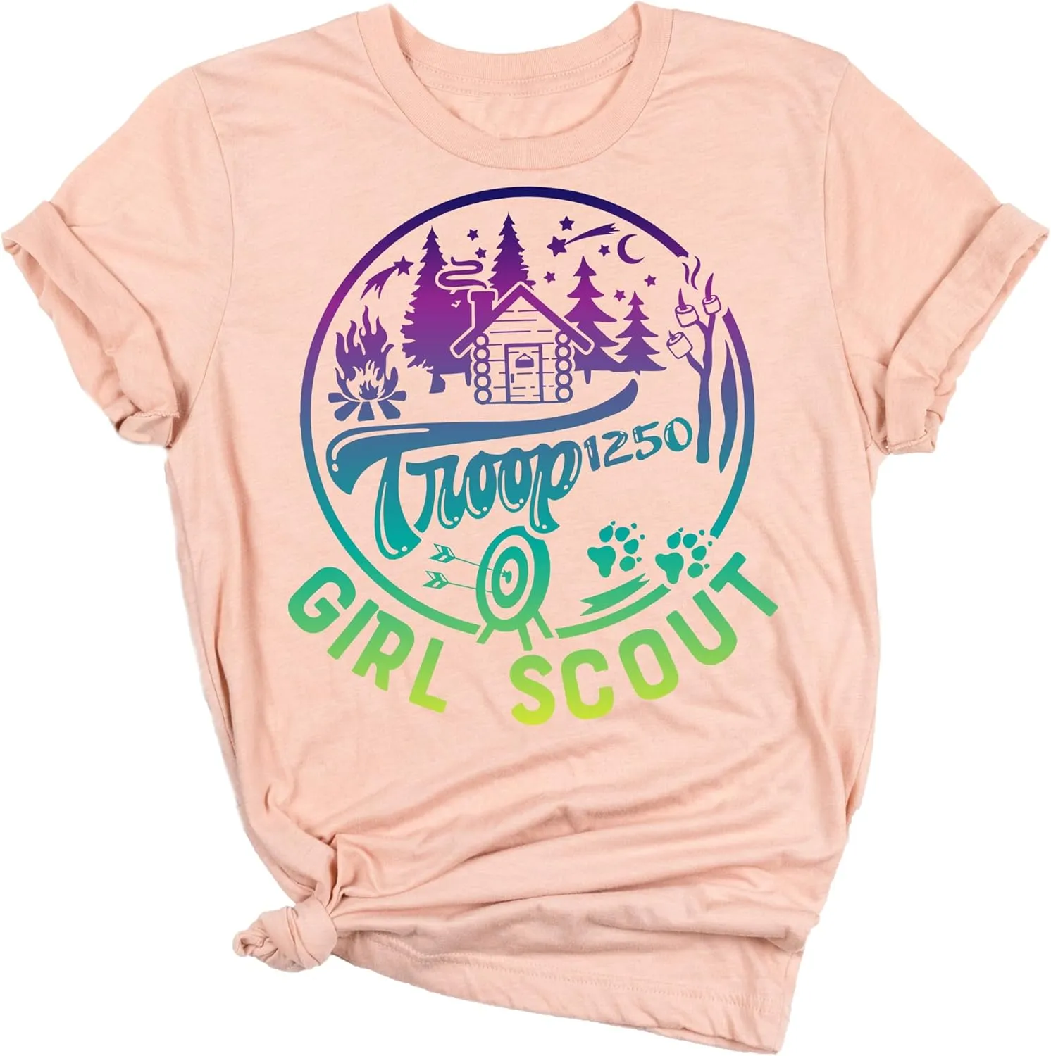 Custom Girl Camping Shirt, Scout Squad T-Shirts, Girl Shirt for Camp with Personalized Troop Number, Girls Camping Crew Tees