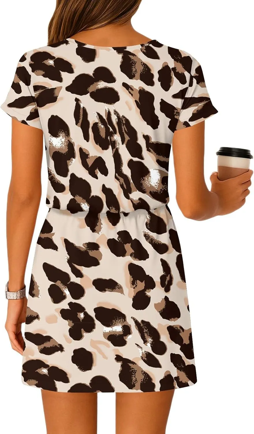 Dresses for Women 2025 Summer Casual Beach Sundress Short Sleeve Shift Dress Crewneck T-Shirt Dress with Pockets