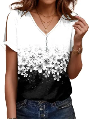 ETCYY NEW Womens Summer Tunic Tops 2025 Short Sleeve Cold Shoulder Shirts Dressy Casual Blouses