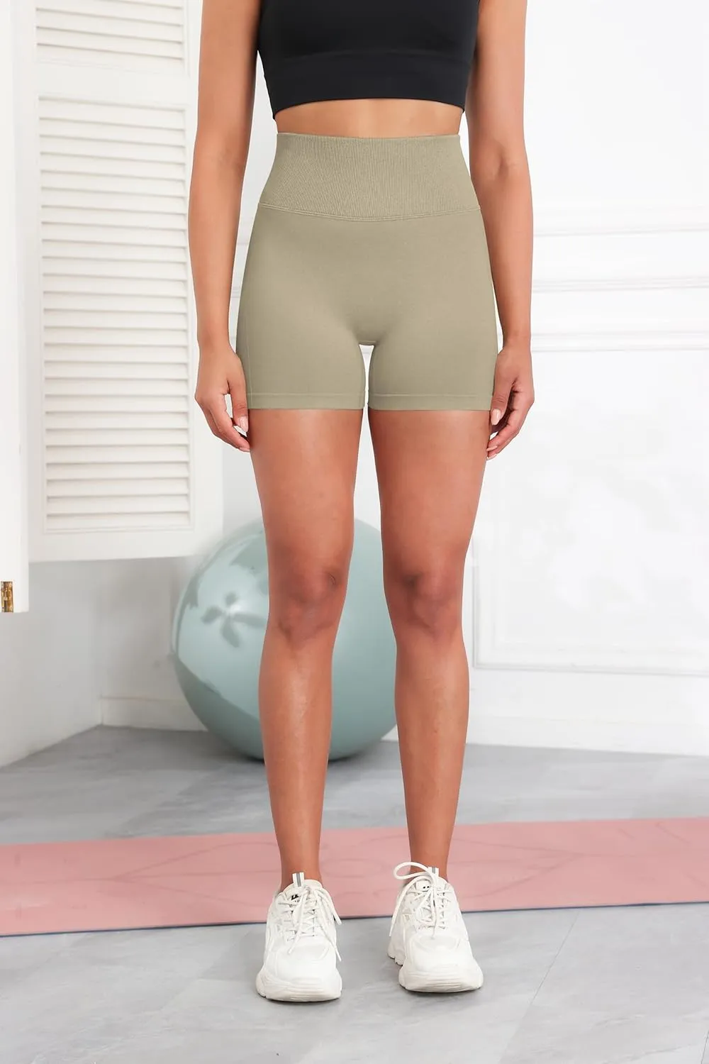 High Waist Biker Shorts for Women No Front Seam Soft Hidden Butt Scrunch Shorts, Yoga Workout Gym Bike Shorts