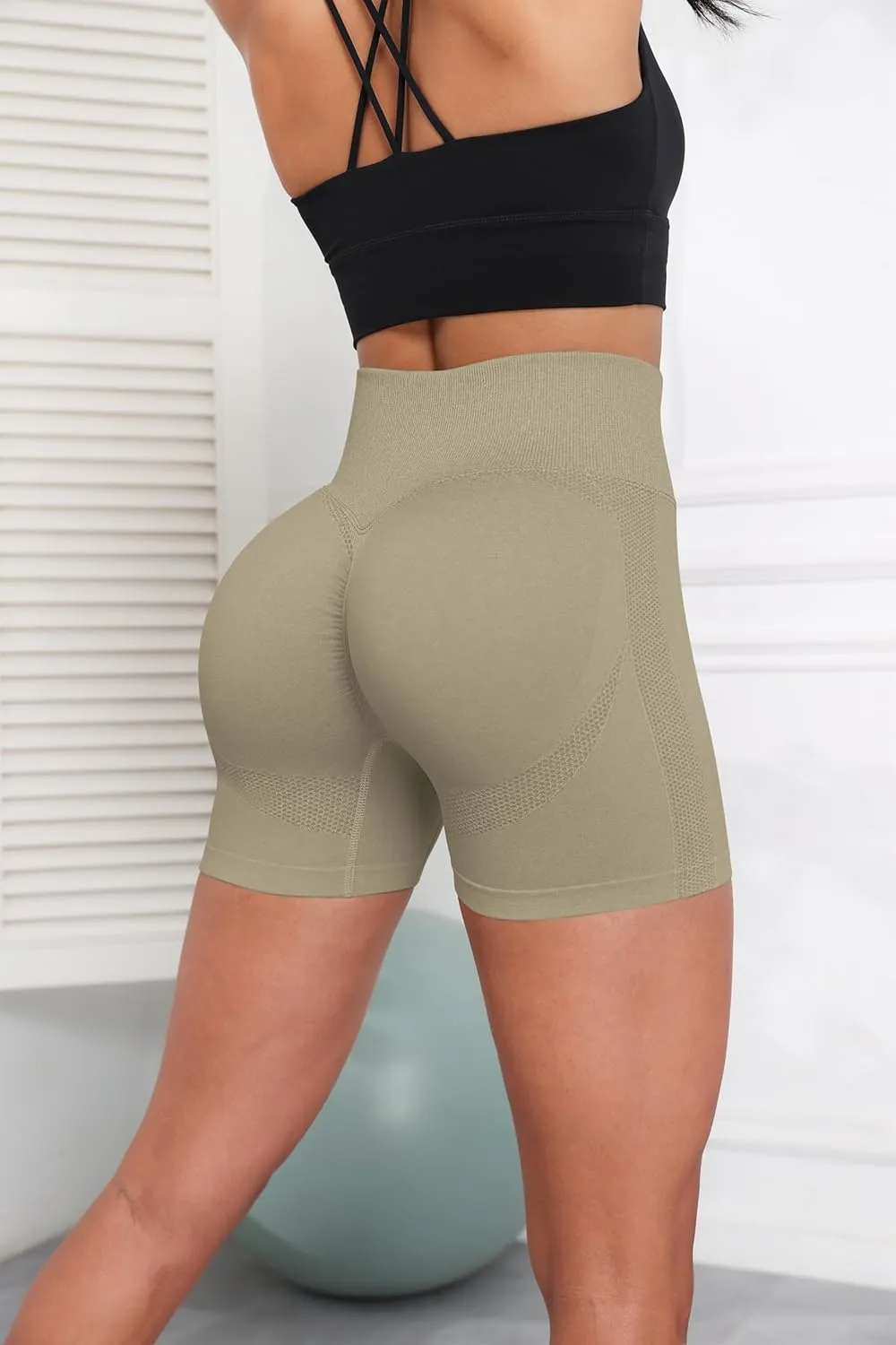 High Waist Biker Shorts for Women No Front Seam Soft Hidden Butt Scrunch Shorts, Yoga Workout Gym Bike Shorts