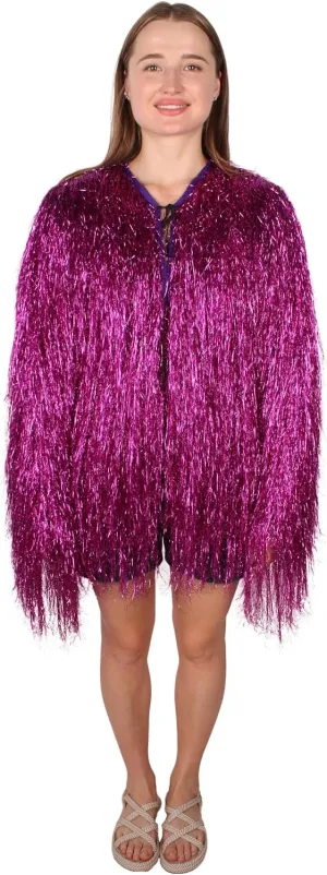 HPO Unisex Festival Carnival Thin Tinsel Jacket with Loose Fit | Extra Dense Tinsel | Multiple Size and Color Options