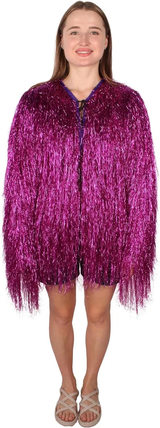 HPO Unisex Festival Carnival Thin Tinsel Jacket with Loose Fit | Extra Dense Tinsel | Multiple Size and Color Options