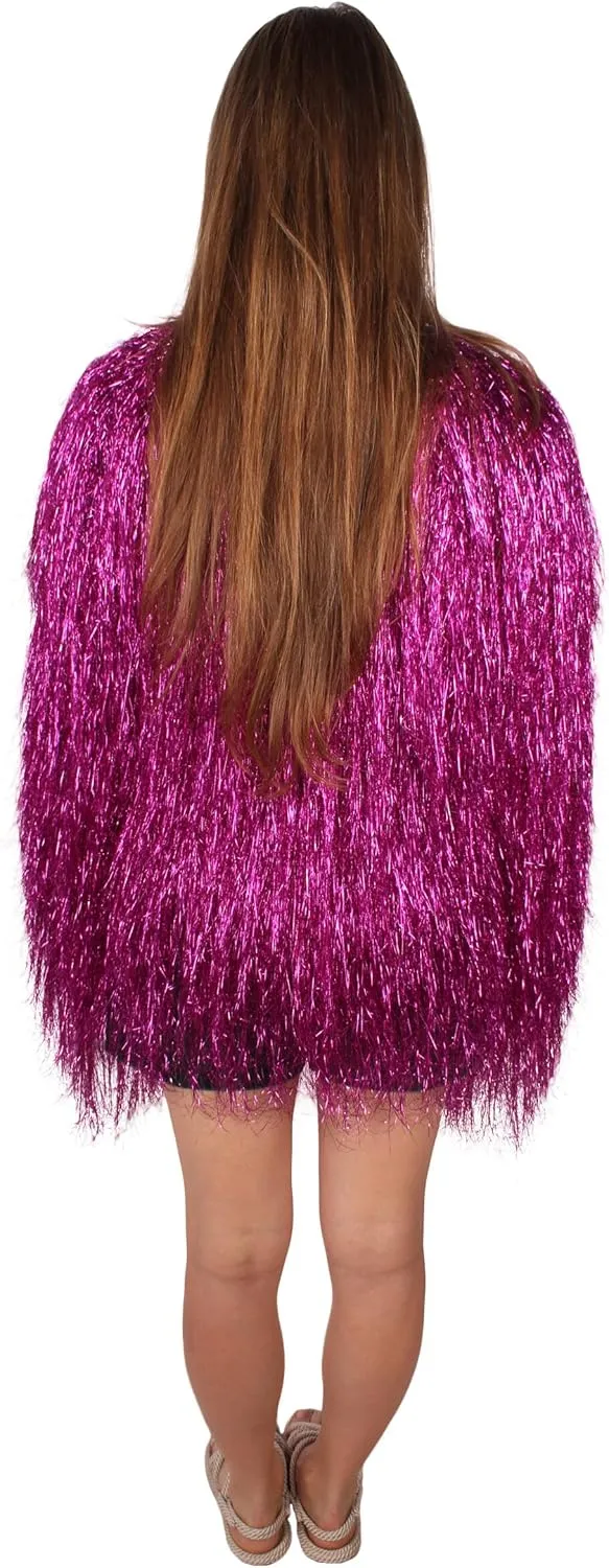 HPO Unisex Festival Carnival Thin Tinsel Jacket with Loose Fit | Extra Dense Tinsel | Multiple Size and Color Options