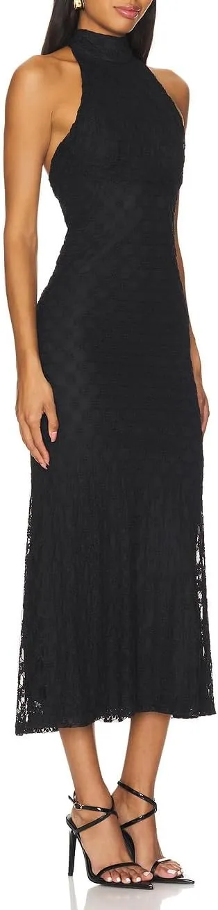 JLCNCUE Women's Elegant Halter Neck Floral Lace Mermaid Maxi Dress Sleeveless Open Back Cocktail Party Dress 399