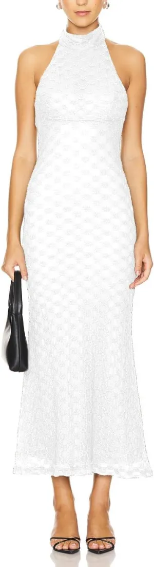 JLCNCUE Women's Elegant Halter Neck Floral Lace Mermaid Maxi Dress Sleeveless Open Back Cocktail Party Dress 399