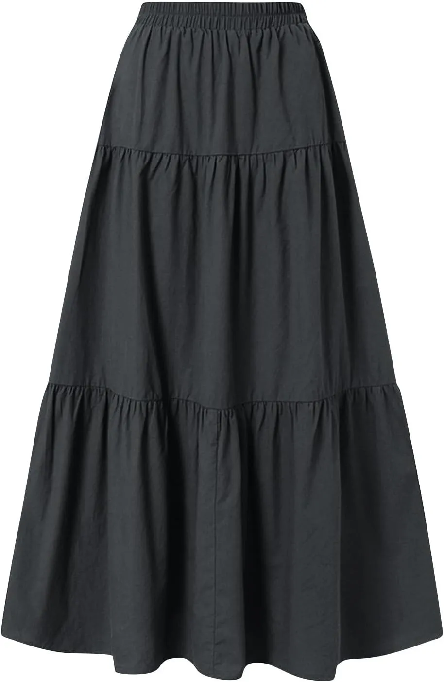 Linen Maxi Skirts for Women 2025 Summer Boho Long Flowy Bow Tie Elastic High Waist Tiered Swing Pleated A Line Skirt