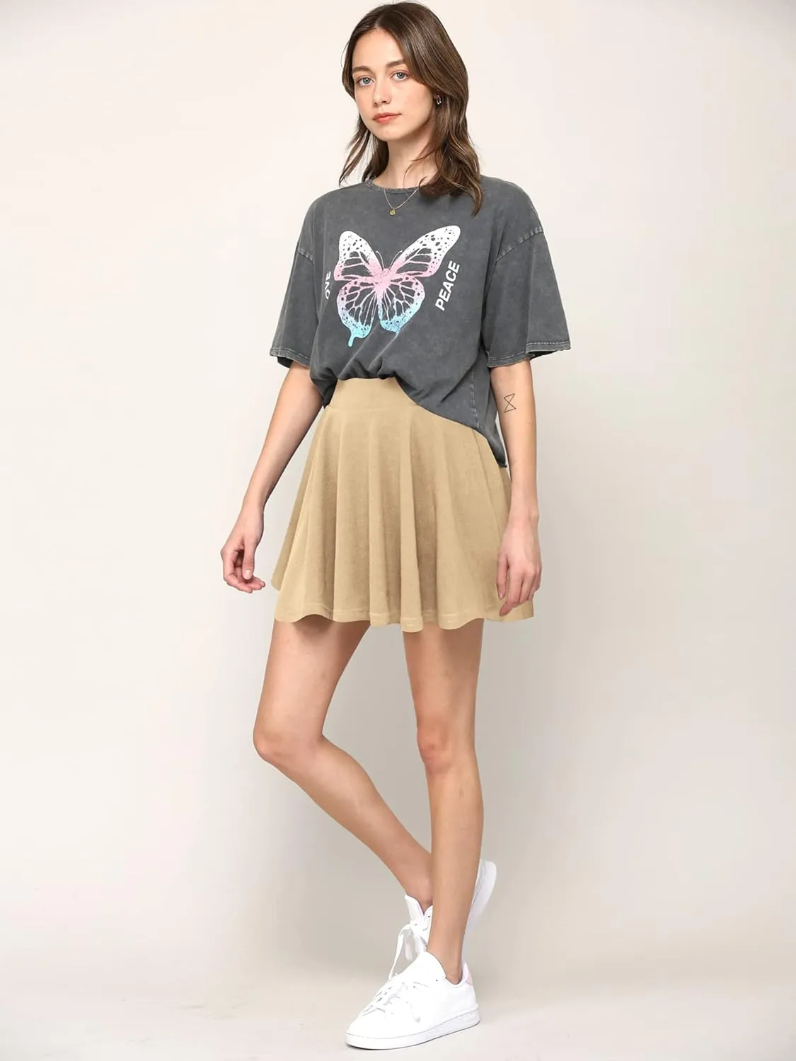 Made By Johnny Women's Casual Stretchy Flared Pleated Mini Skater Skirt with Shorts
