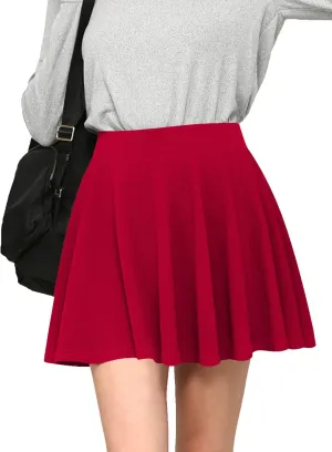 Made By Johnny Women's Casual Stretchy Flared Pleated Mini Skater Skirt with Shorts