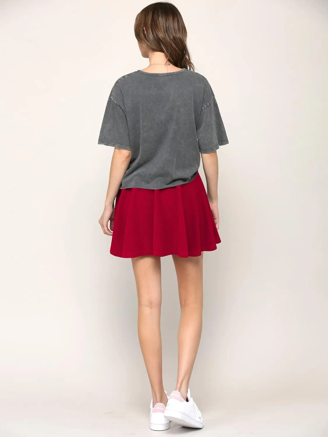 Made By Johnny Women's Casual Stretchy Flared Pleated Mini Skater Skirt with Shorts