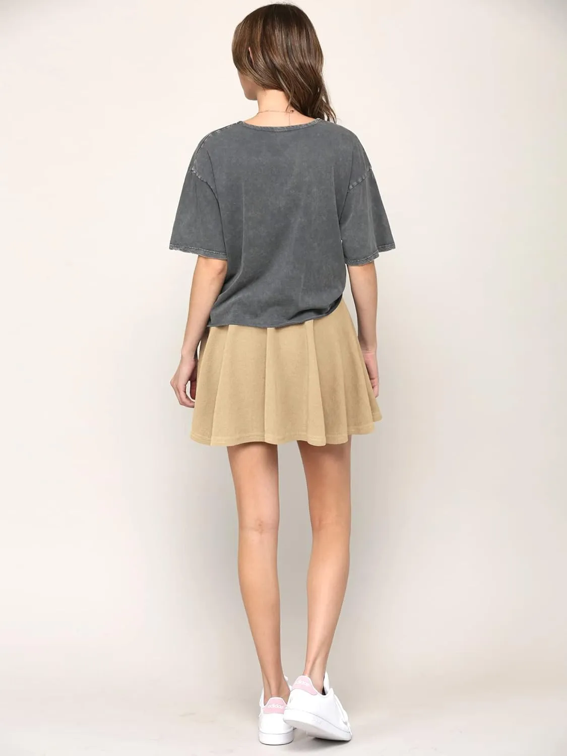 Made By Johnny Women's Casual Stretchy Flared Pleated Mini Skater Skirt with Shorts