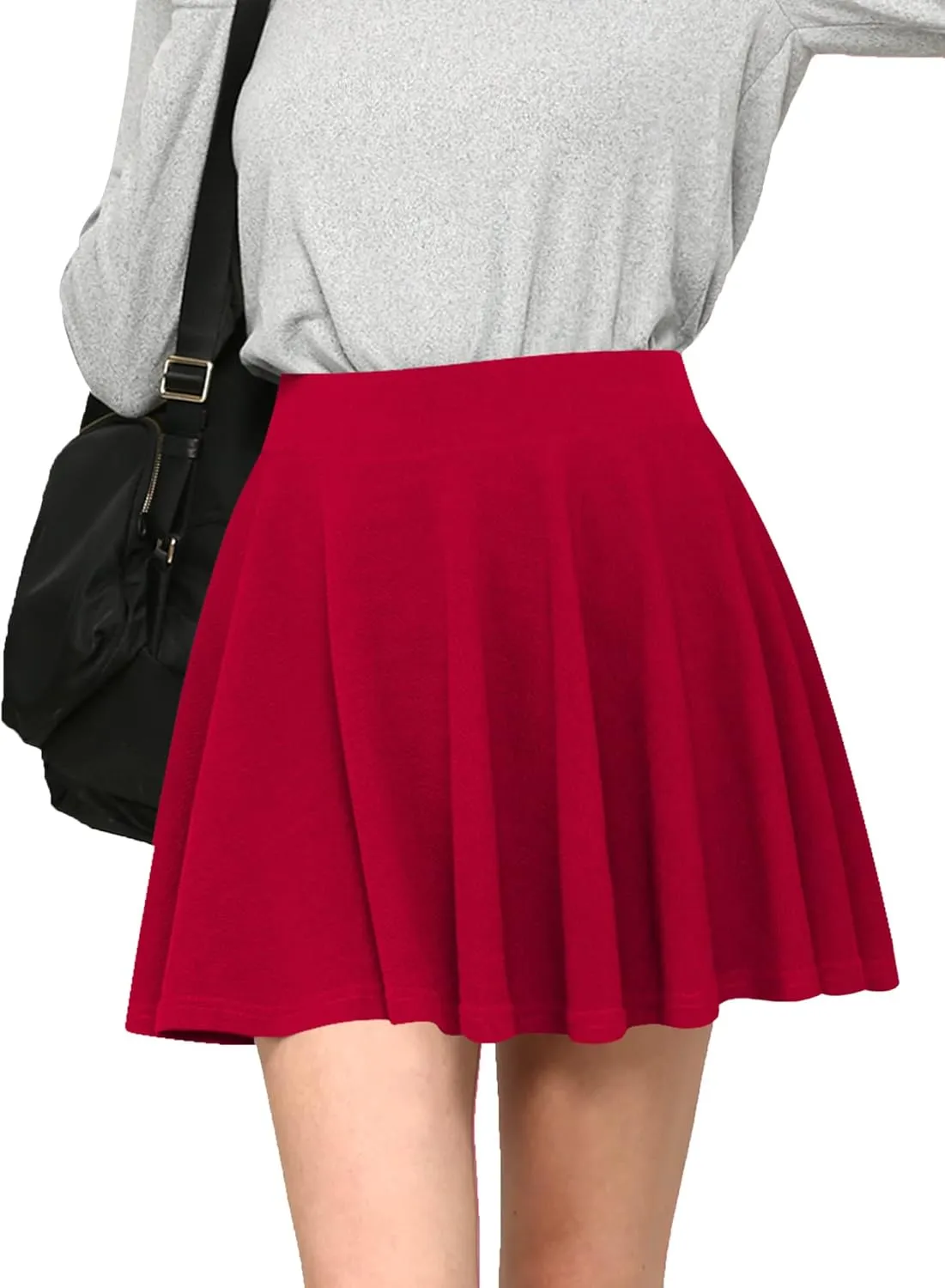 Made By Johnny Women's Casual Stretchy Flared Pleated Mini Skater Skirt with Shorts