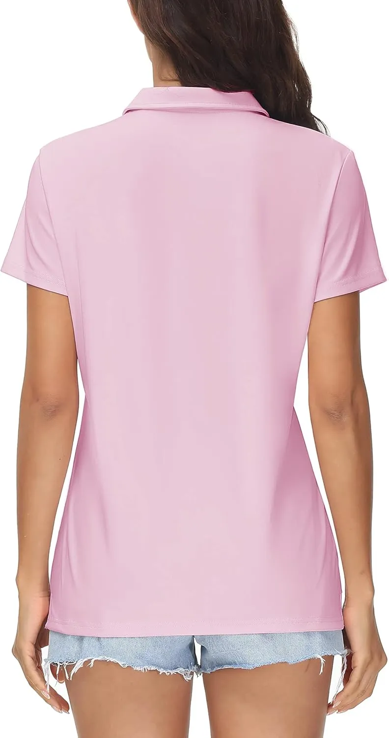 MAGCOMSEN Women's Polos Golf Shirts Short Sleeve UPF 50  Collared Shirt Quick Dry Tennis Work Athletic Tops