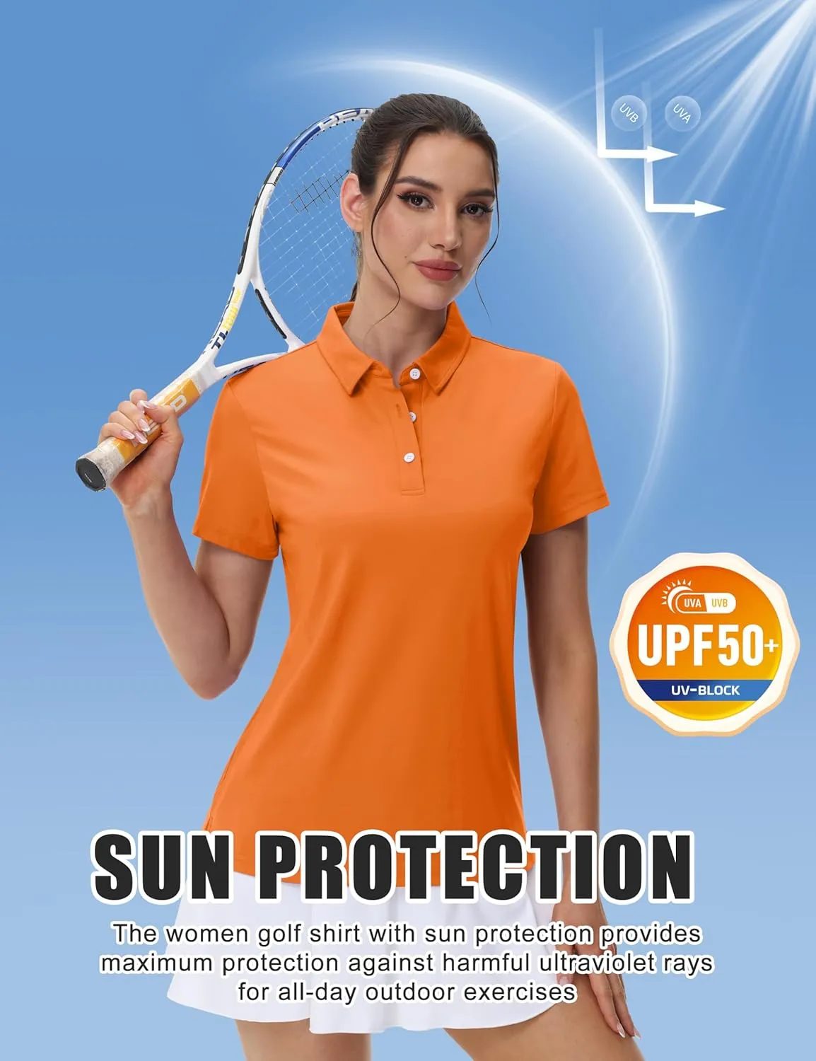 MAGCOMSEN Women's Polos Golf Shirts Short Sleeve UPF 50  Collared Shirt Quick Dry Tennis Work Athletic Tops