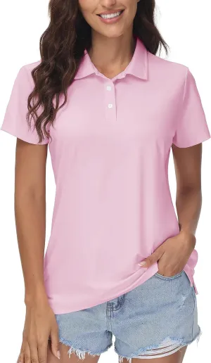 MAGCOMSEN Women's Polos Golf Shirts Short Sleeve UPF 50  Collared Shirt Quick Dry Tennis Work Athletic Tops