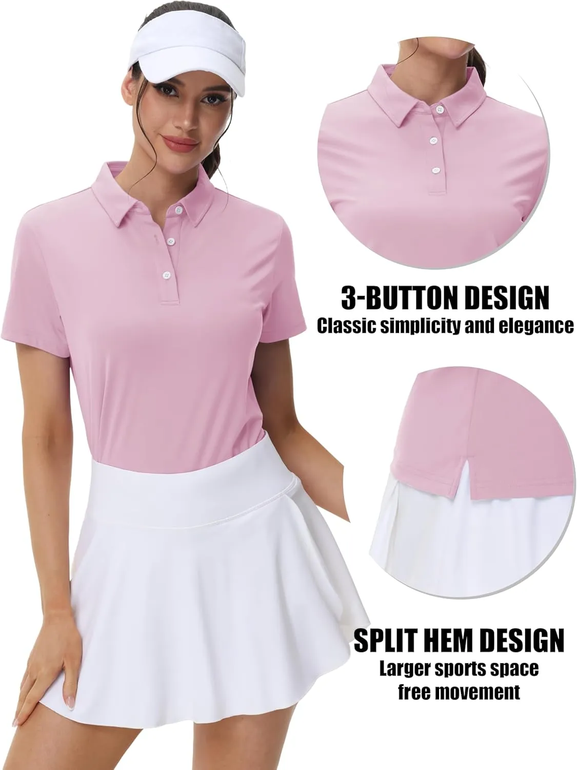 MAGCOMSEN Women's Polos Golf Shirts Short Sleeve UPF 50  Collared Shirt Quick Dry Tennis Work Athletic Tops