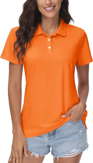 MAGCOMSEN Women's Polos Golf Shirts Short Sleeve UPF 50  Collared Shirt Quick Dry Tennis Work Athletic Tops