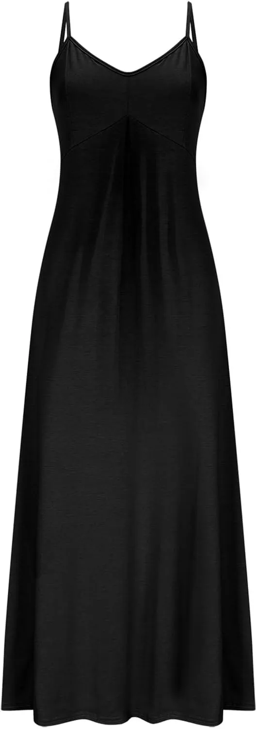 Maxi Dress for Women 2025 Casual Adjustable Spaghetti Strap Summer Long Dresses Flowy Wrap V Neck Beach Vacation Sundress