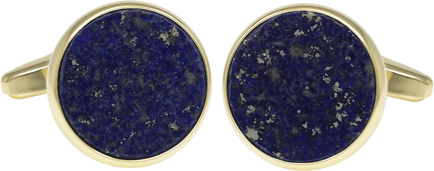 Men Mother Pearl Cufflinks With Box Gold Plated Rim Lapis Cuff Links Wedding Gift