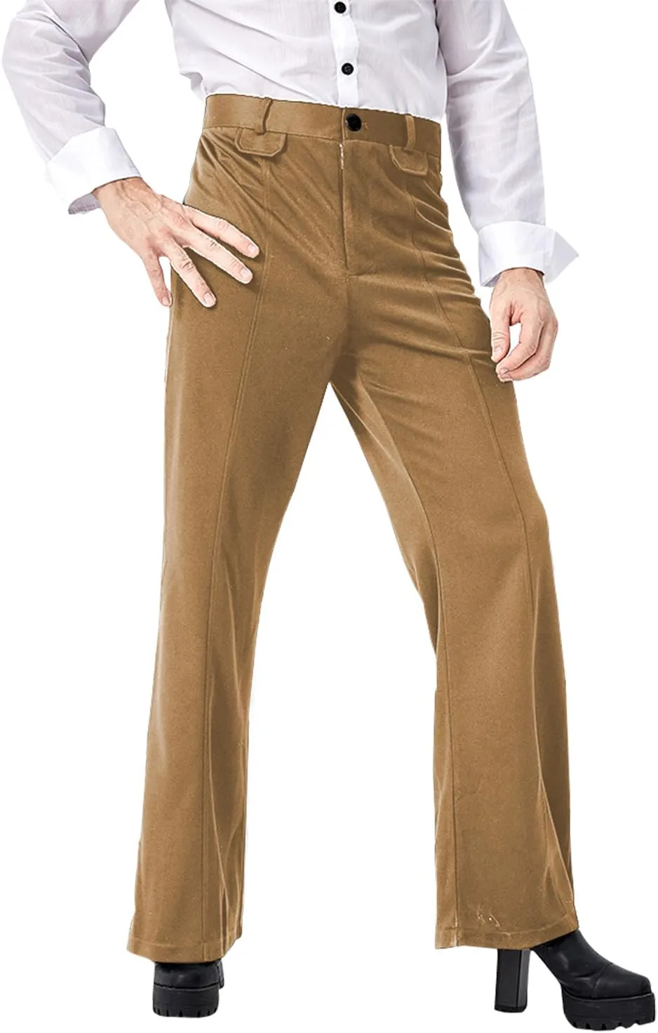 Men's 70s Retro Disco Pants Flared Trousers Bell Bottom Flares Dance Dude Costume