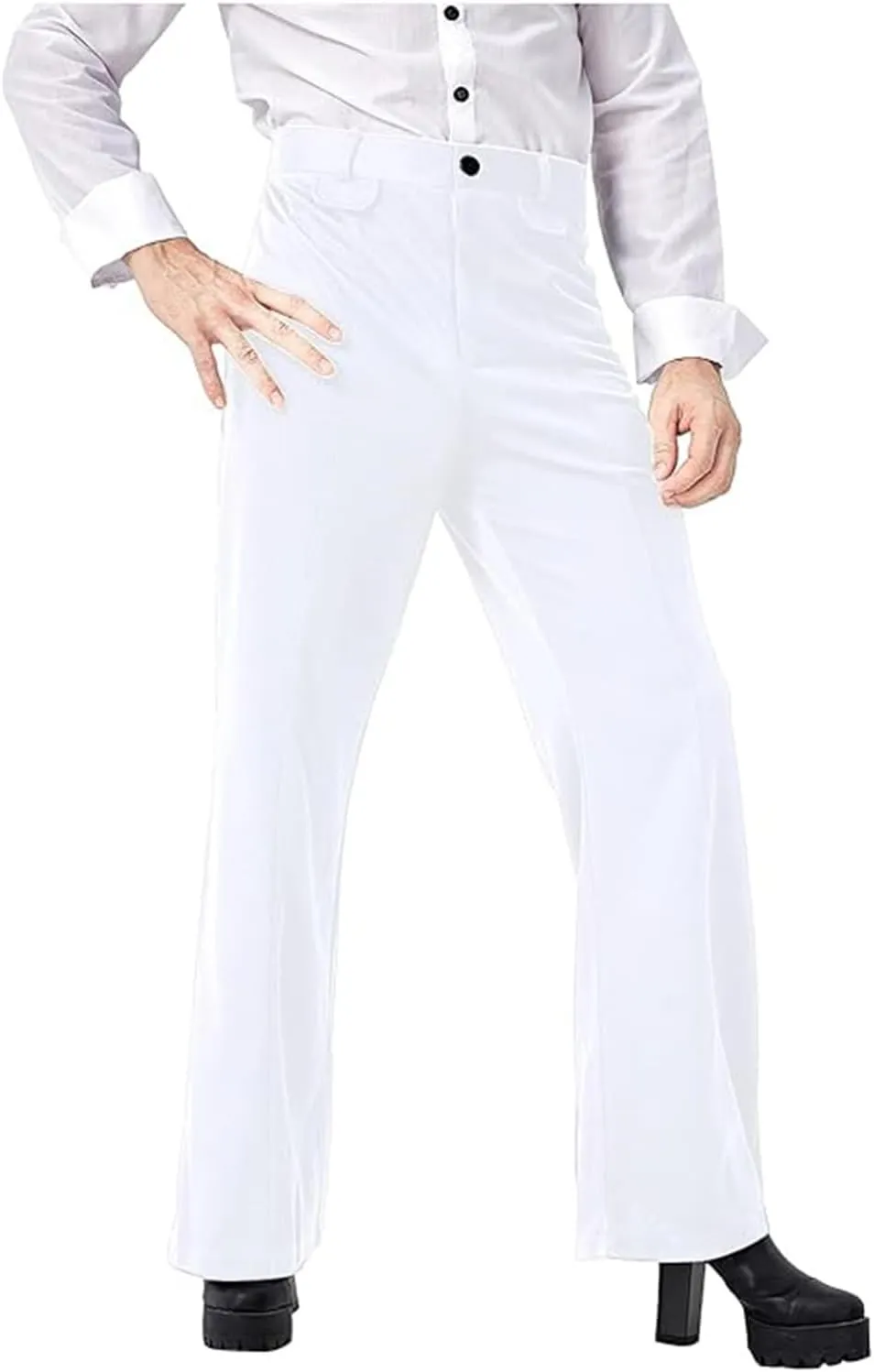 Men's 70s Retro Disco Pants Flared Trousers Bell Bottom Flares Dance Dude Costume