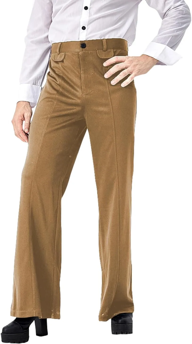 Men's 70s Retro Disco Pants Flared Trousers Bell Bottom Flares Dance Dude Costume