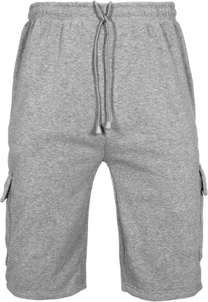 Men's Sweat Shorts Below The Knee Fleece Cargo Shorts Elastic Waist Workout Jogger Sweatpant Shorts with Pockets