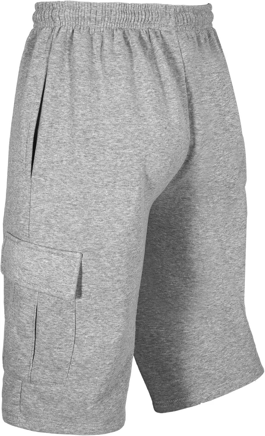 Men's Sweat Shorts Below The Knee Fleece Cargo Shorts Elastic Waist Workout Jogger Sweatpant Shorts with Pockets