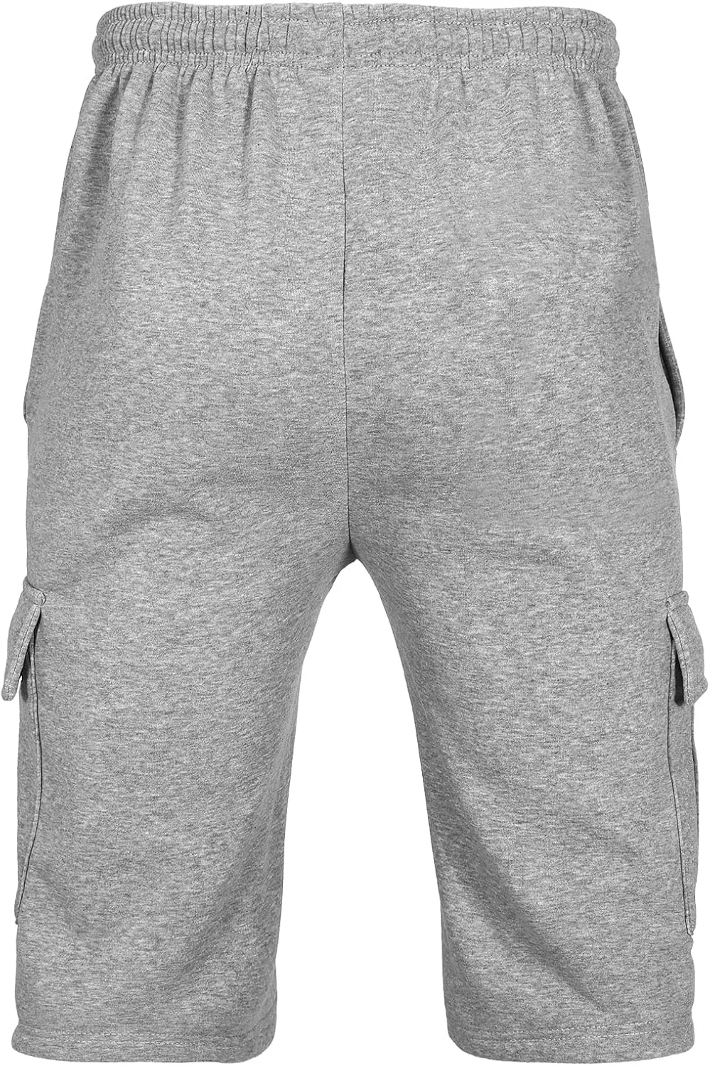 Men's Sweat Shorts Below The Knee Fleece Cargo Shorts Elastic Waist Workout Jogger Sweatpant Shorts with Pockets