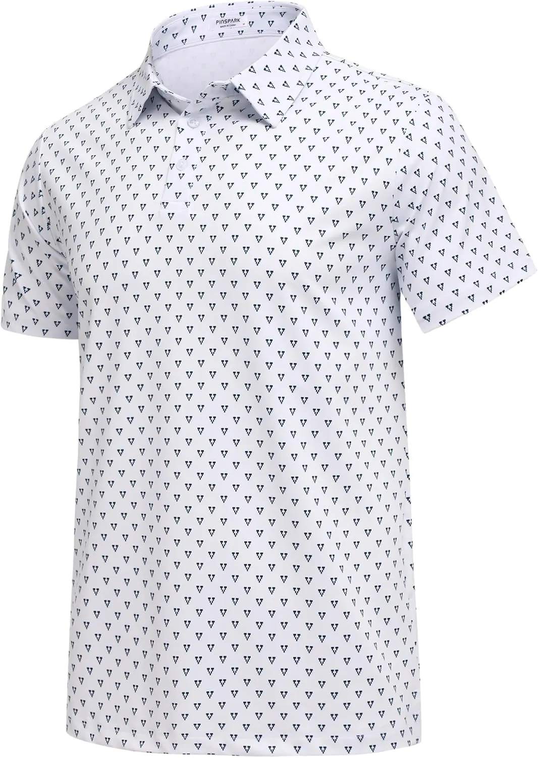 PINSPARK Men's Dry Fit Golf Shirts Moisture Wicking Performance Polo Shirts for Men Summer Print Golf Polo Shirt Short Sleeve