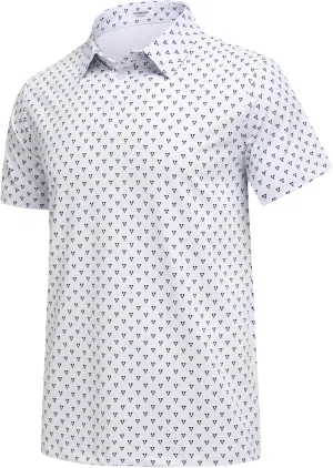 PINSPARK Men's Dry Fit Golf Shirts Moisture Wicking Performance Polo Shirts for Men Summer Print Golf Polo Shirt Short Sleeve