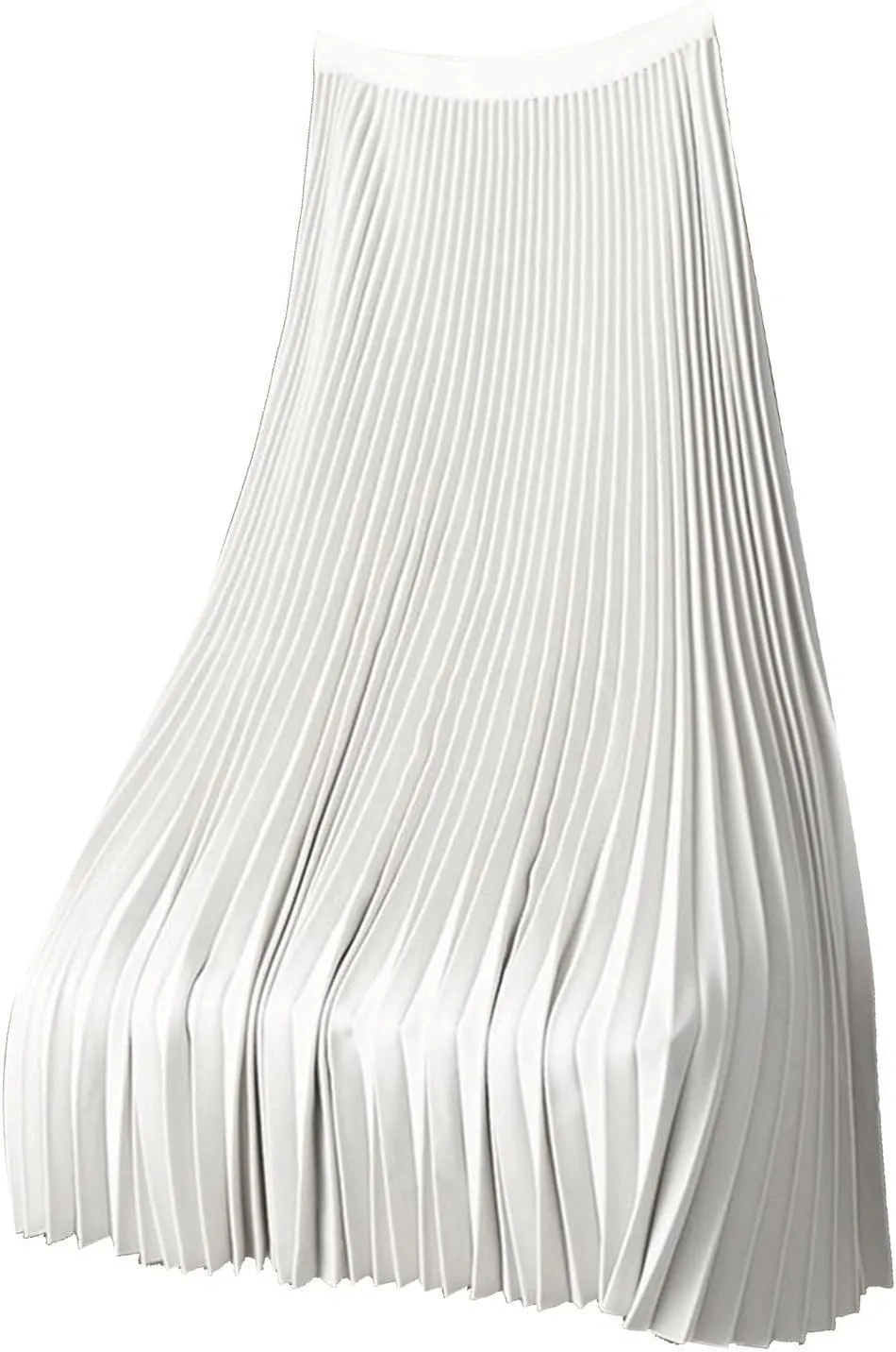 Plus Size Skirts for Women Elastic High Waist Soft Satin Flowy Party Metallic Shiny Accordion Pleated Midi Skirt