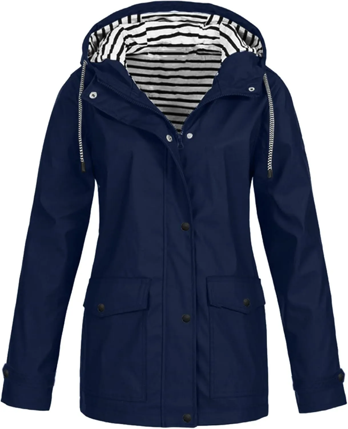 Rain Jacket Women,2025 Spring Trendy Zip Lined Waterproof Rain Coats Lightweight Outdoor Hiking Hooded Windbreaker