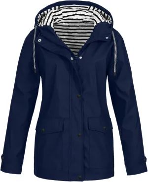 Rain Jacket Women,2025 Spring Trendy Zip Lined Waterproof Rain Coats Lightweight Outdoor Hiking Hooded Windbreaker