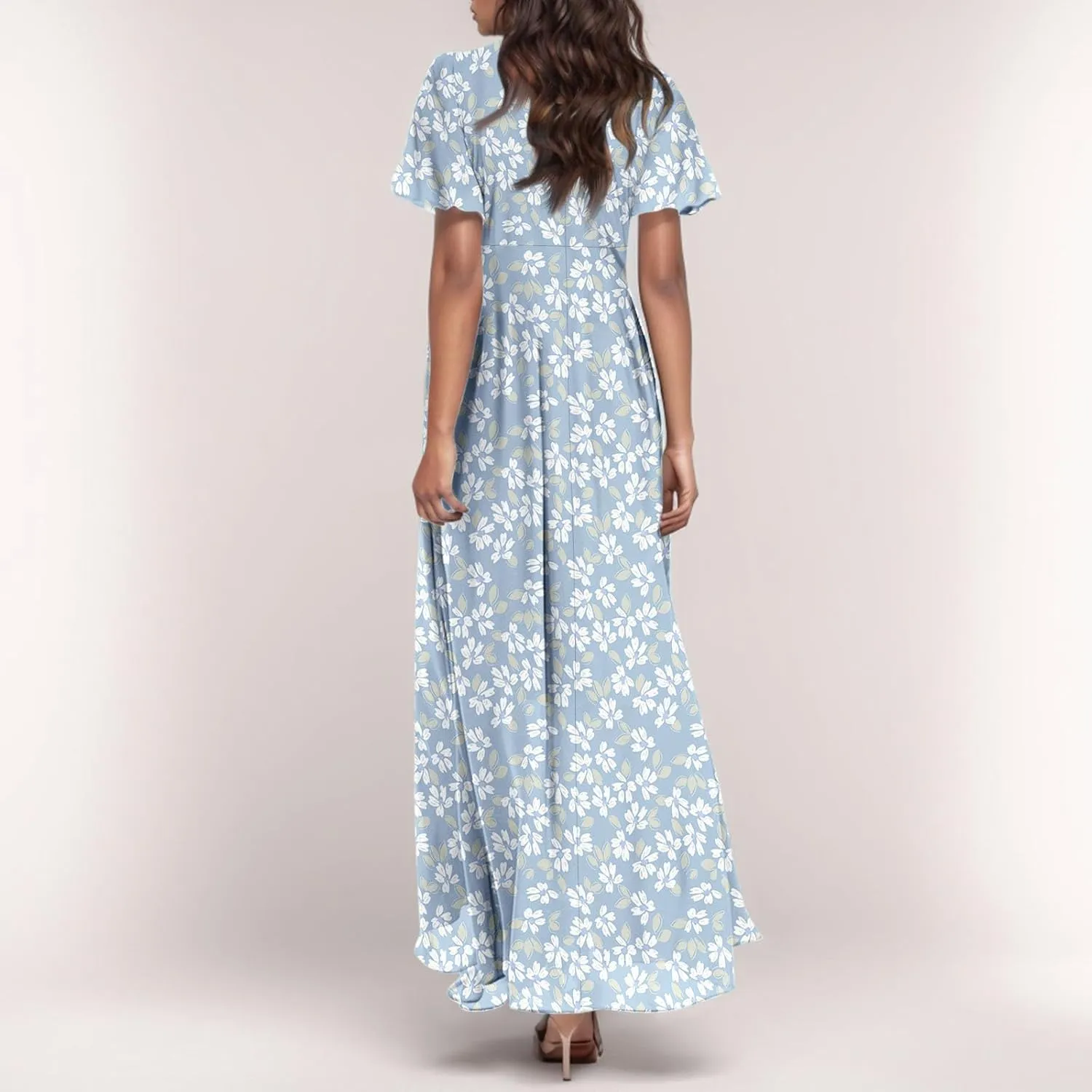 Summer Dresses for Women 2025 Flowy Floral Maxi Dress Elegant Empire Waist Beach Dresses
