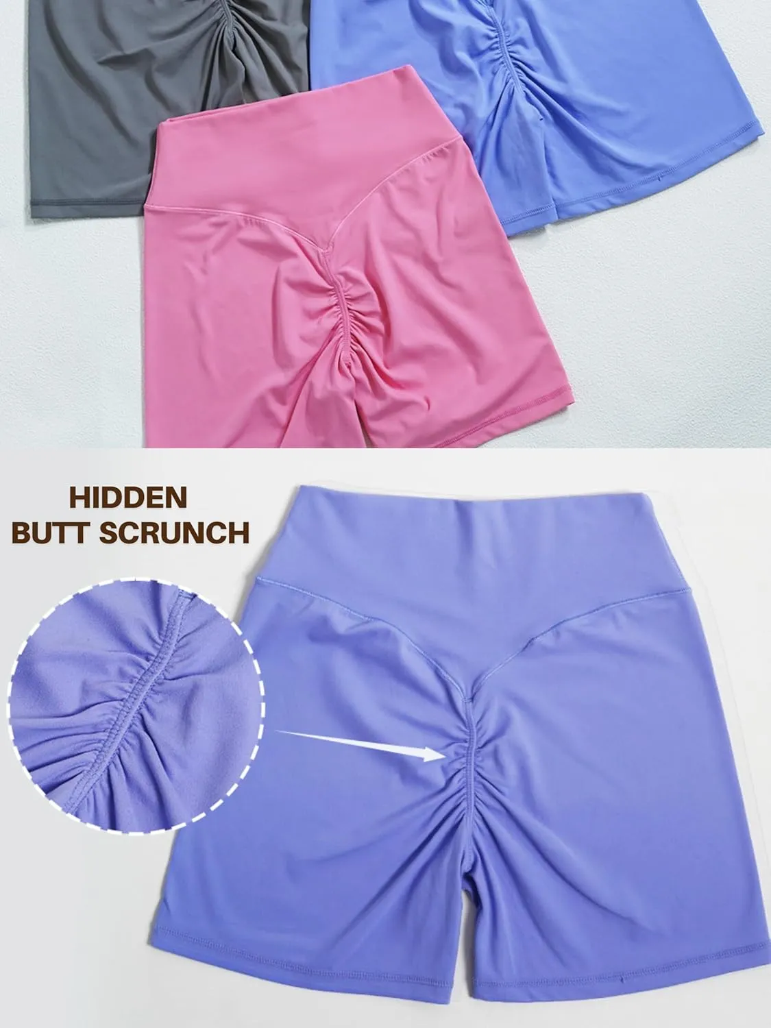 Sunzel Women's Invisible Butt Scrunch Shorts, High Waisted Biker Shorts, Gym Workout Yoga Running Shorts with Tummy Control