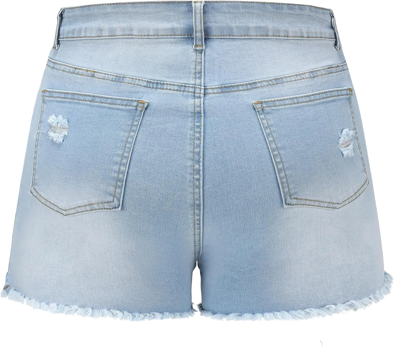 THUNDER STAR Stretchy Jean Shorts for Women Mid Rise Distressed Denim Shorts Ripped Casual Summer Shorts