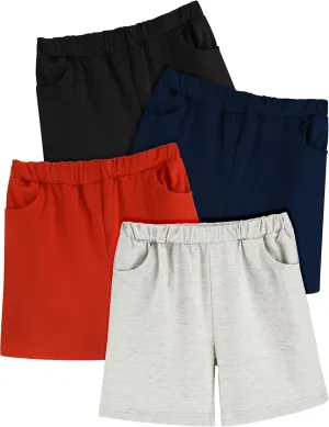 Toddler Boy Shorts 4Pack Athletic Shorts Baby Boys Casual Jogger Active Elastic Waistband Quick Dry Knit Shorts