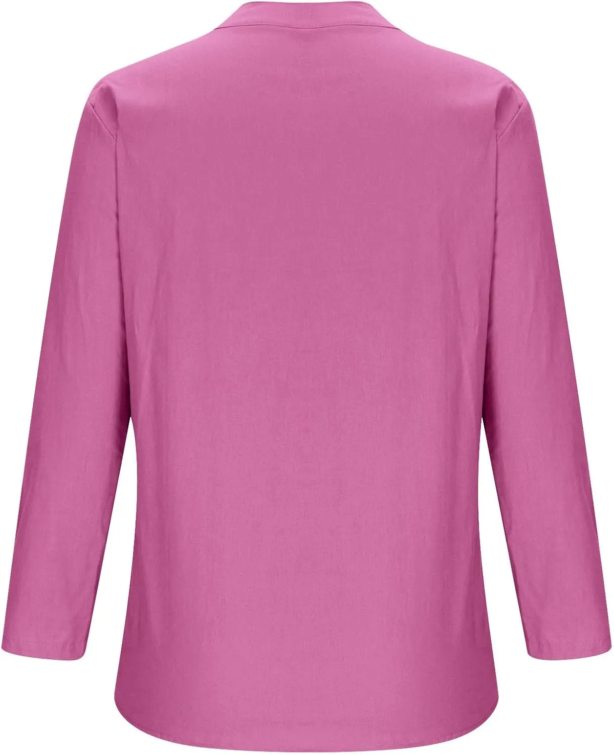 Women Summer Linen Shirts 3/4 Sleeve Cotton Blouse V Neck Button Tunic Tops Trendy Dressy Causal Clothing 2024