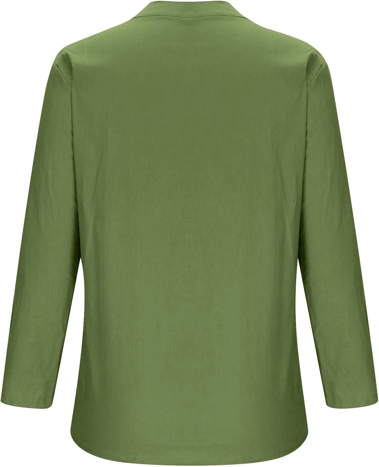 Women Summer Linen Shirts 3/4 Sleeve Cotton Blouse V Neck Button Tunic Tops Trendy Dressy Causal Clothing 2024