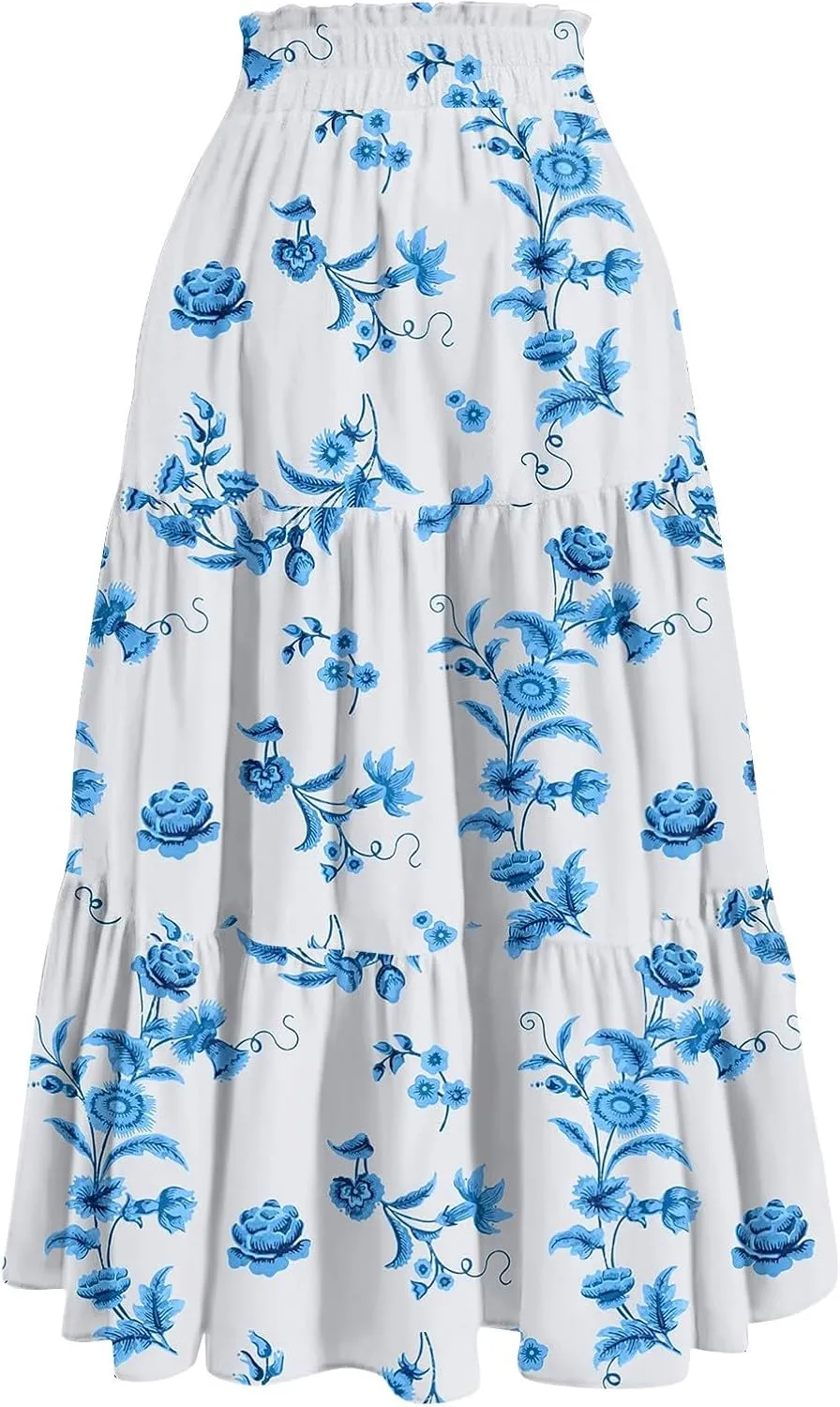 Women's 2025 Bohemian Long Skirts Flowy High Waist A Line Elegant Maxi Skirts for Women Summer Pleated Midi Skirts