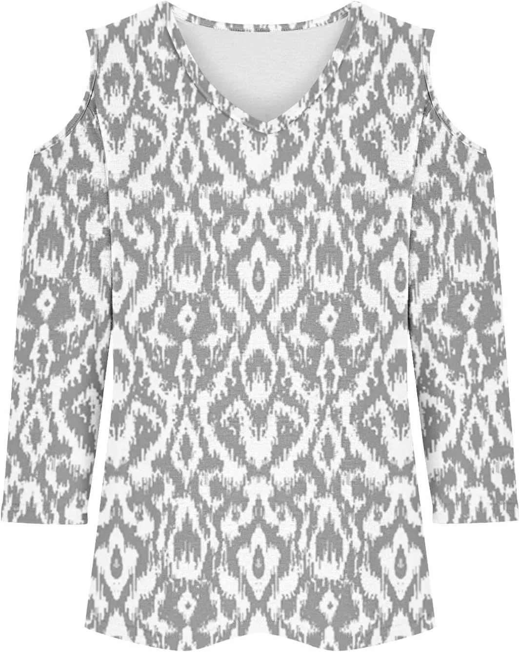 Womens 3/4 Sleeve Cold Shoulder Tops V Neck Vintage Floral Shirts Casual Shirts Dressy Blouse Trendy Tshirts Cute Tees