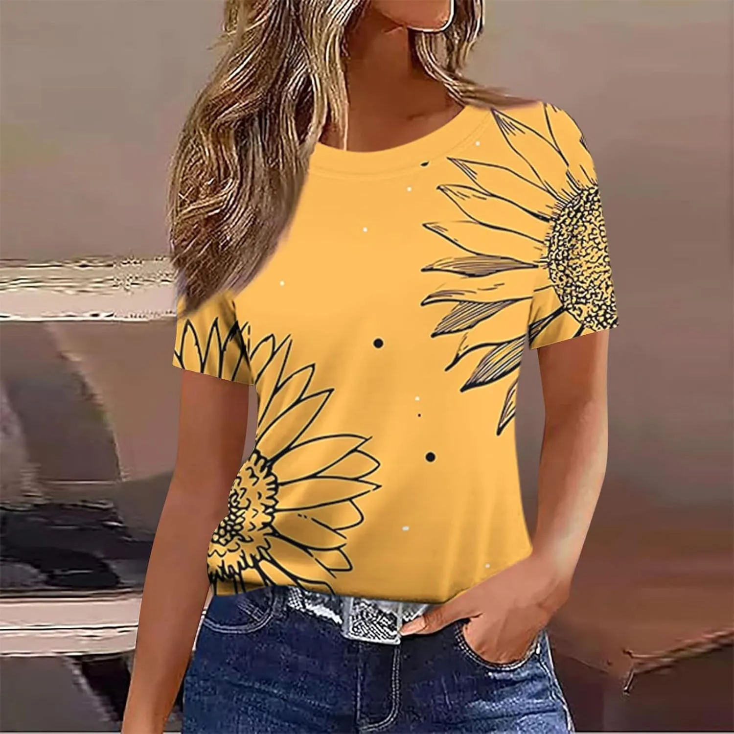 Womens Boho Floral Summer Tops 2025 Trendy Blouses Tunic Short Sleeve T Shirts Dressy Causal Ladies Spring Clothes