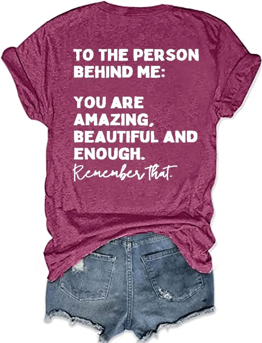 You Matter to The Person Behind Me T-Shirt Women Casual Short Sleeve V-Neck Shirts Tops Inspirational Graphic Tee