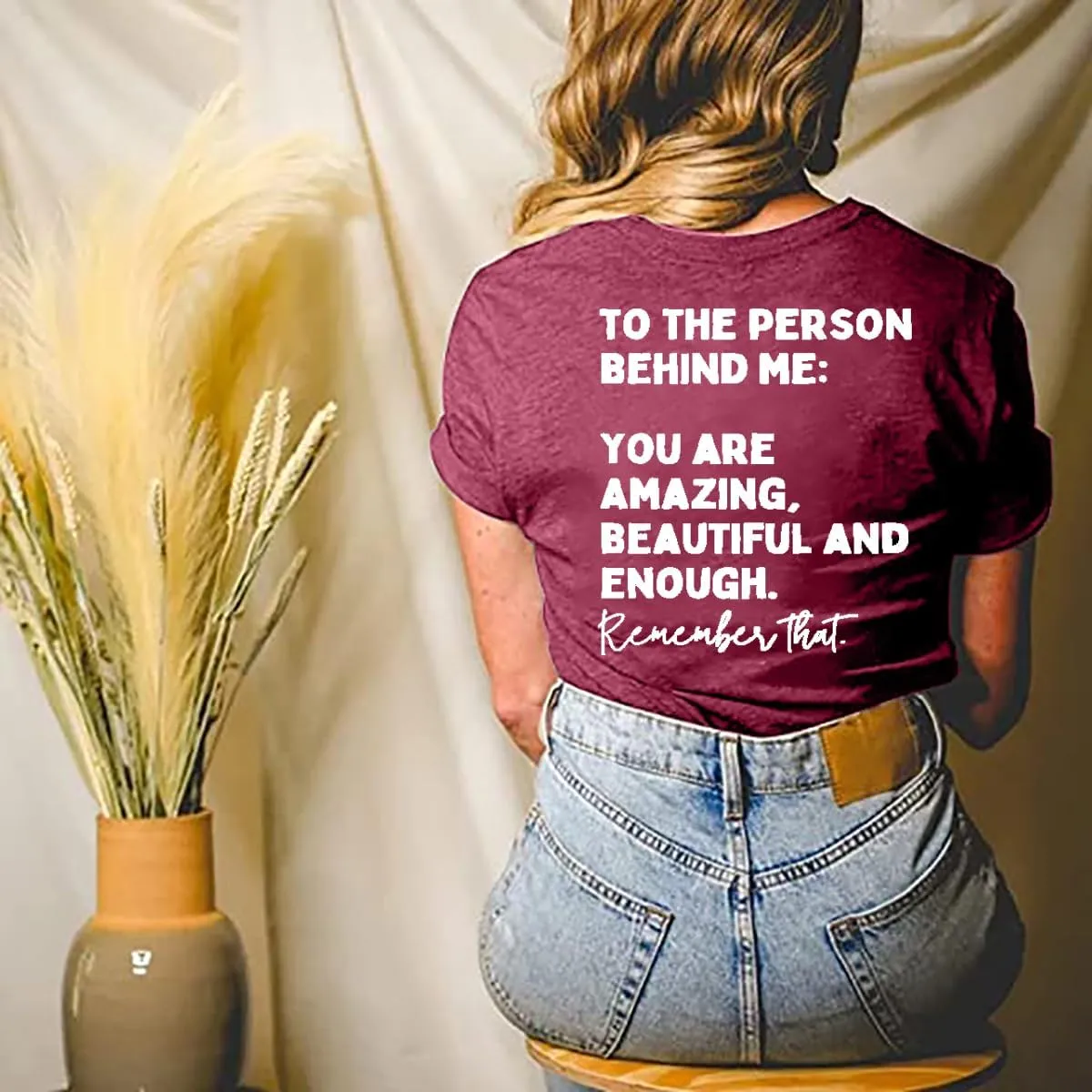 You Matter to The Person Behind Me T-Shirt Women Casual Short Sleeve V-Neck Shirts Tops Inspirational Graphic Tee